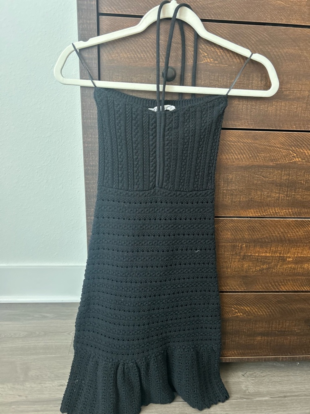 Zara Black Strapless Knit Midi Dress